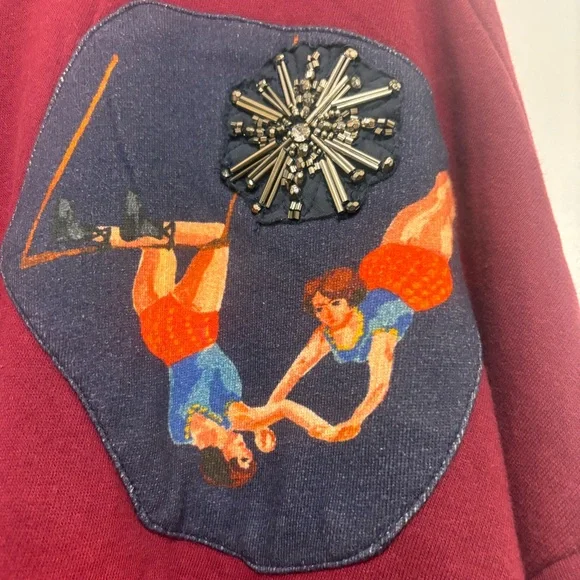 New Anthropologie Nathalie Lete Circus Embroidered / Crystal Sweatshirt Size XL - Picture 11 of 14